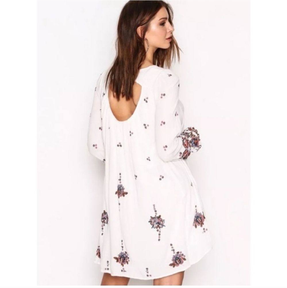 Free People Embroidered boho Floral White Dress Women’s  Small - Picture 2 of 10